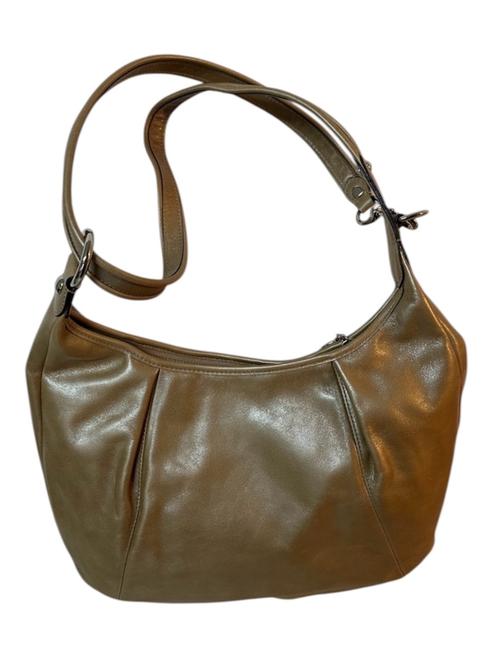 Coach Carly Hobo Bag | Metallic Bronze Leather Shoulder Bag - Picture 2 of 6